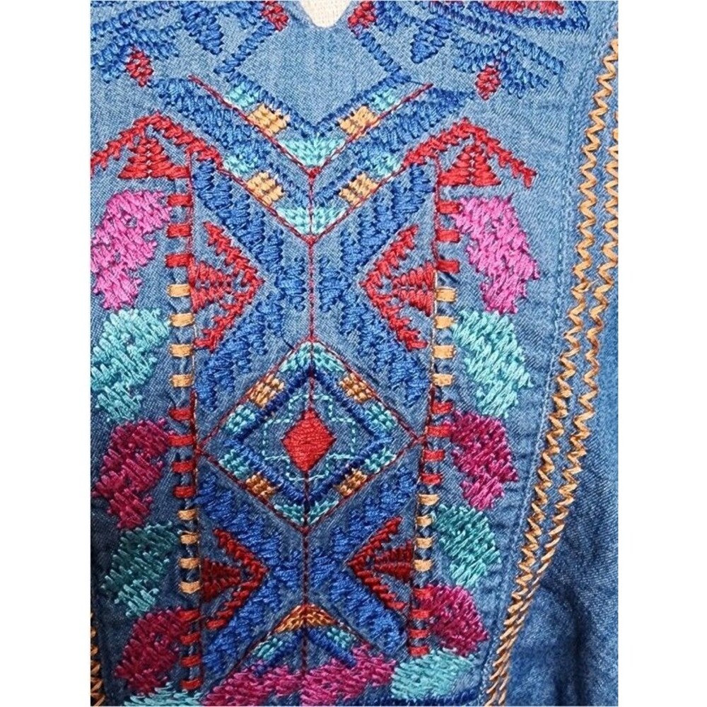 Calessa Embroidered Boho Top Size 1X Cotton Hippie - Picture 3 of 8